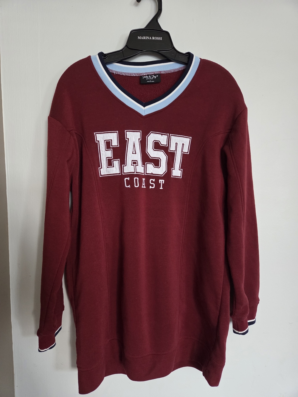Jolie & Joy East Coast Varsity Sweatshirt Dress Burgundy Size L
